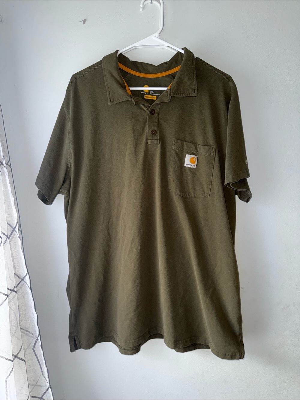 Carhartt Men's Olive Green Short-Sleeve Pocket Polo